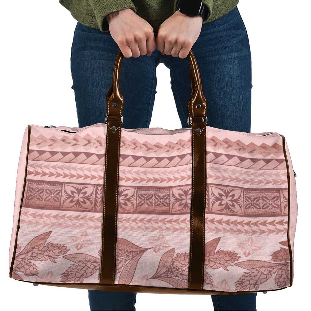 Pastel Pink Samoa Siapo Teuila Flowers Travel Bag - Polynesian Pride