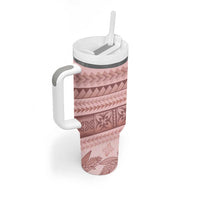Pastel Pink Samoa Siapo Teuila Flowers Tumbler With Handle - Polynesian Pride