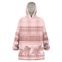 Pastel Pink Samoa Siapo Teuila Flowers Wearable Blanket Hoodie - Polynesian Pride