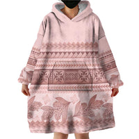 Pastel Pink Samoa Siapo Teuila Flowers Wearable Blanket Hoodie - Polynesian Pride
