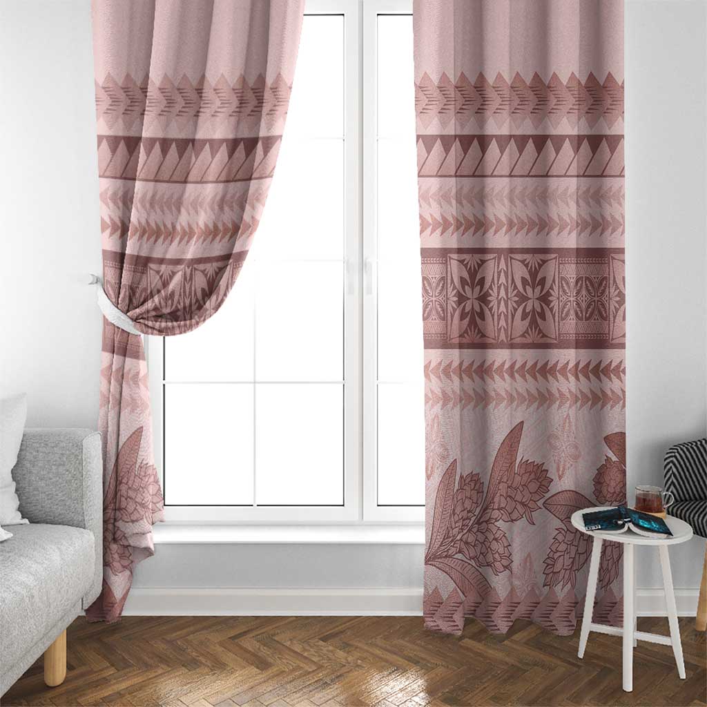 Pastel Pink Samoa Siapo Teuila Flowers Window Curtain - Polynesian Pride