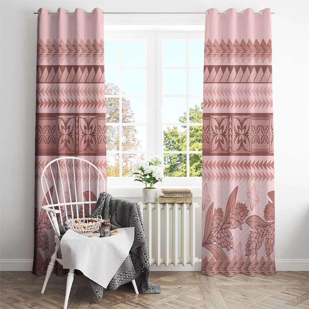 Pastel Pink Samoa Siapo Teuila Flowers Window Curtain - Polynesian Pride