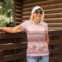 Pastel Pink Samoa Siapo Teuila Flowers Women Polo Shirt - Polynesian Pride