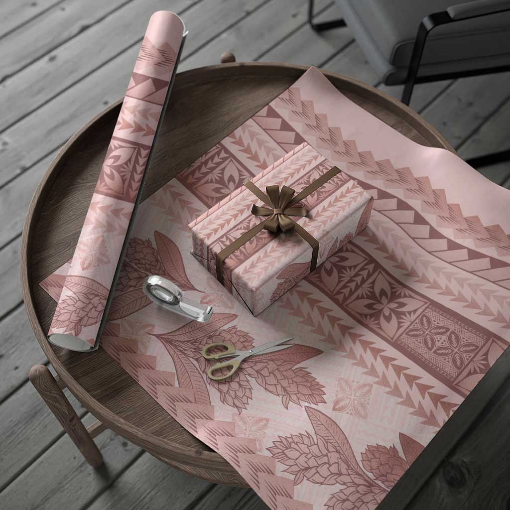 Pastel Pink Samoa Siapo Teuila Flowers Wrapping Paper - Polynesian Pride