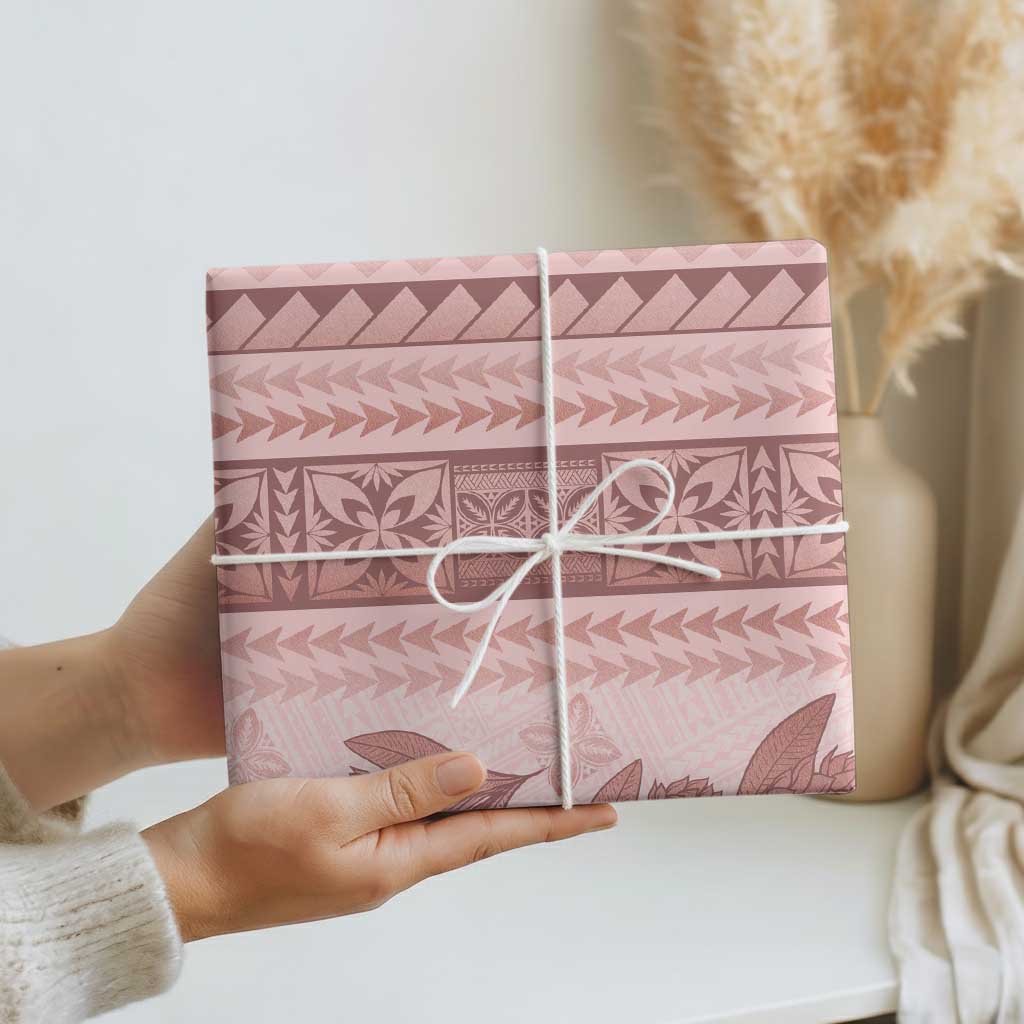 Pastel Pink Samoa Siapo Teuila Flowers Wrapping Paper - Polynesian Pride