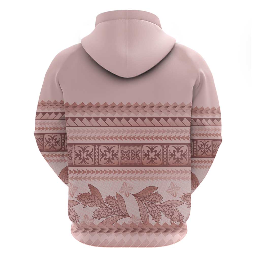 Pastel Pink Samoa Siapo Teuila Flowers Zip Hoodie - Polynesian Pride