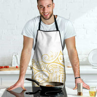 Polynesia White Sunday Apron Plumeria Polynesian Tribal Gold Color - Polynesian Pride