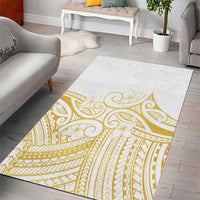 Polynesia White Sunday Area Rug Plumeria Polynesian Tribal Gold Color - Polynesian Pride