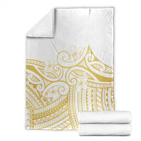 Polynesia White Sunday Blanket Plumeria Polynesian Tribal Gold Color - Polynesian Pride
