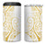 Polynesia White Sunday 4 in 1 Can Cooler Tumbler Plumeria Polynesian Tribal Gold Color - Polynesian Pride