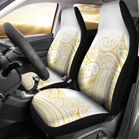 Polynesia White Sunday Car Seat Cover Plumeria Polynesian Tribal Gold Color - Polynesian Pride