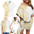 Polynesia White Sunday Family Matching Off Shoulder Short Dress and Hawaiian Shirt Plumeria Polynesian Tribal Gold Color - Polynesian Pride