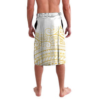 Polynesia White Sunday Lavalava Plumeria Polynesian Tribal Gold Color - Polynesian Pride