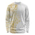 Polynesia White Sunday Long Sleeve Shirt Plumeria Polynesian Tribal Gold Color - Polynesian Pride