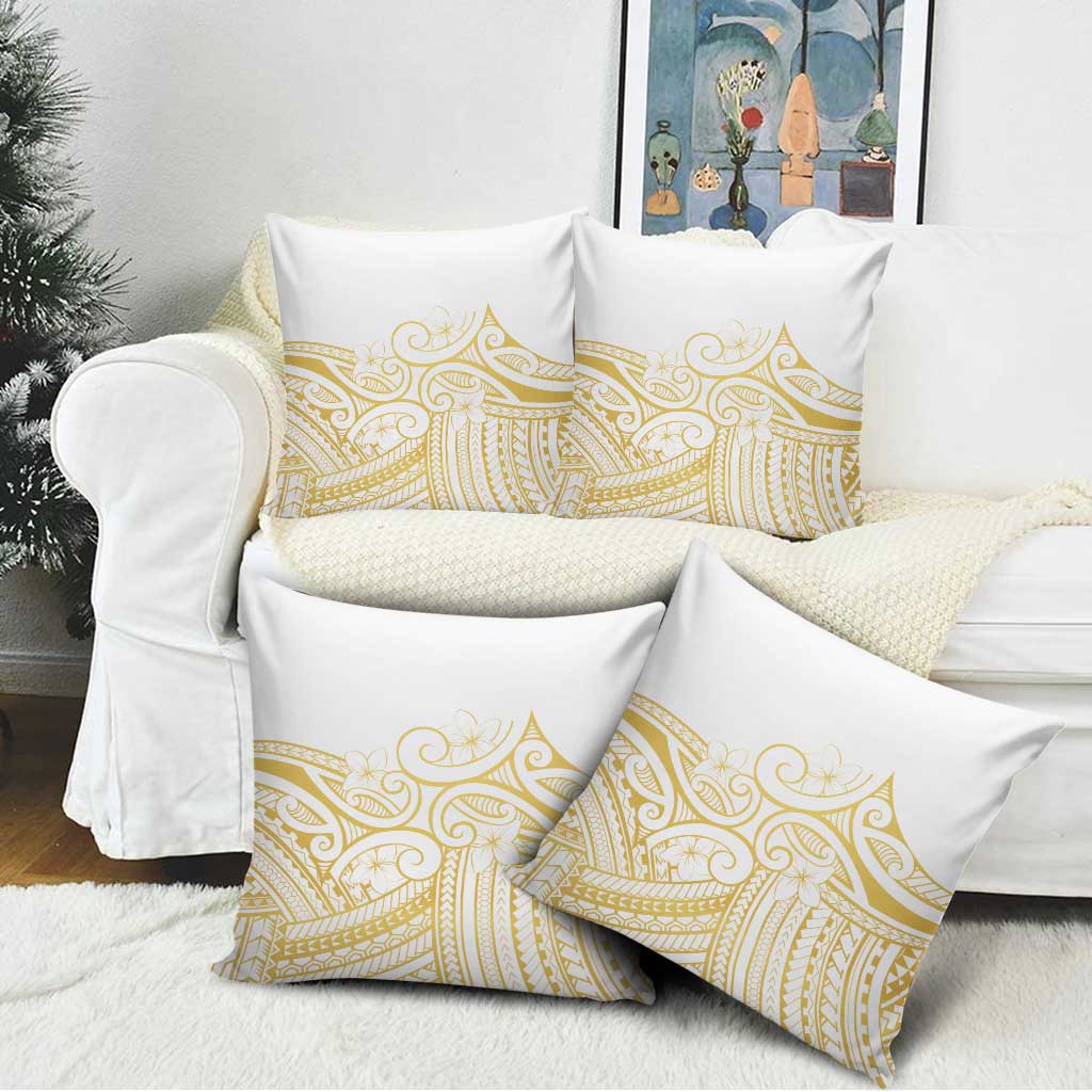 Polynesia White Sunday Pillow Cover Plumeria Polynesian Tribal Gold Color - Polynesian Pride