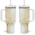 Polynesia White Sunday Tumbler With Handle Plumeria Polynesian Tribal Gold Color - Polynesian Pride