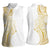 Polynesia White Sunday Women Sleeveless Polo Shirt Plumeria Polynesian Tribal Gold Color - Polynesian Pride