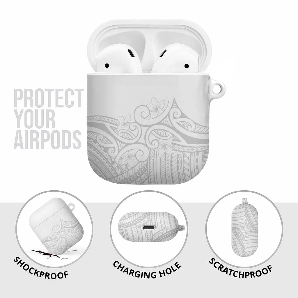 Polynesia White Sunday AirPods Case Plumeria Polynesian Tribal Grey Color - Polynesian Pride