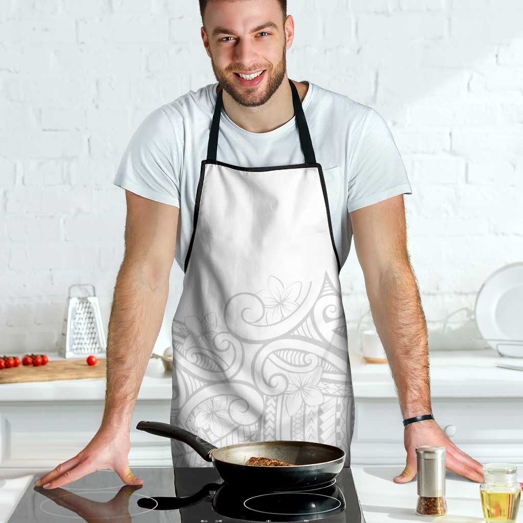 Polynesia White Sunday Apron Plumeria Polynesian Tribal Grey Color - Polynesian Pride