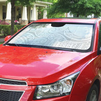 Polynesia White Sunday Auto Sun Shade Plumeria Polynesian Tribal Grey Color - Polynesian Pride