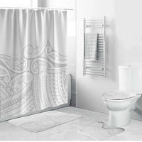 Polynesia White Sunday Bathroom Set Plumeria Polynesian Tribal Grey Color - Polynesian Pride