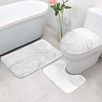 Polynesia White Sunday Bathroom Set Plumeria Polynesian Tribal Grey Color - Polynesian Pride