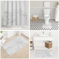 Polynesia White Sunday Bathroom Set Plumeria Polynesian Tribal Grey Color - Polynesian Pride