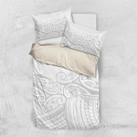 Polynesia White Sunday Bedding Set Plumeria Polynesian Tribal Grey Color - Polynesian Pride