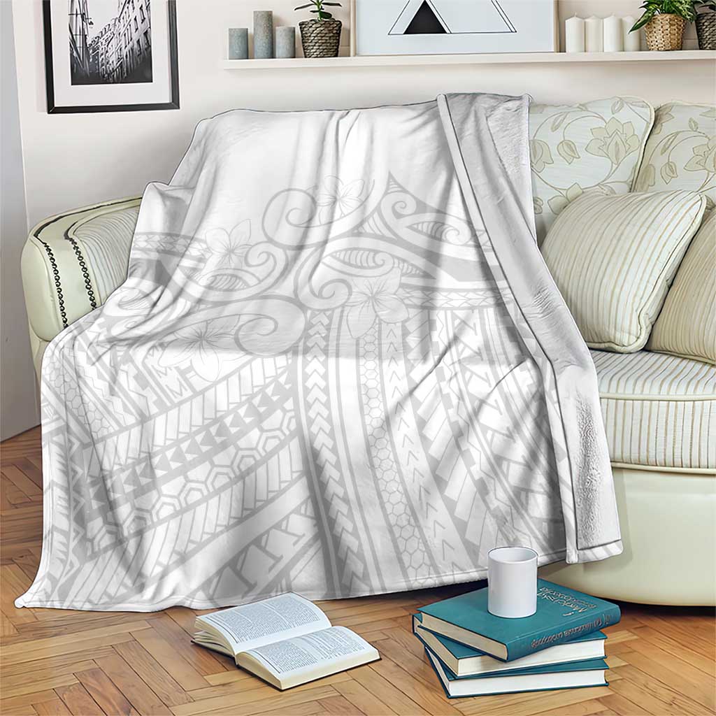 Polynesia White Sunday Blanket Plumeria Polynesian Tribal Grey Color - Polynesian Pride