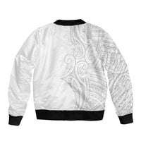 Polynesia White Sunday Bomber Jacket Plumeria Polynesian Tribal Grey Color - Polynesian Pride