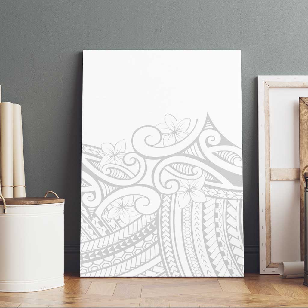 Polynesia White Sunday Canvas Wall Art Plumeria Polynesian Tribal Grey Color - Polynesian Pride