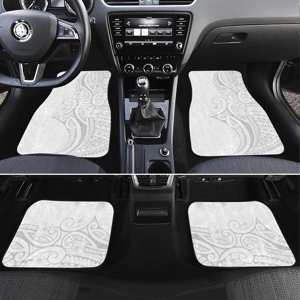 Polynesia White Sunday Car Mats Plumeria Polynesian Tribal Grey Color - Polynesian Pride