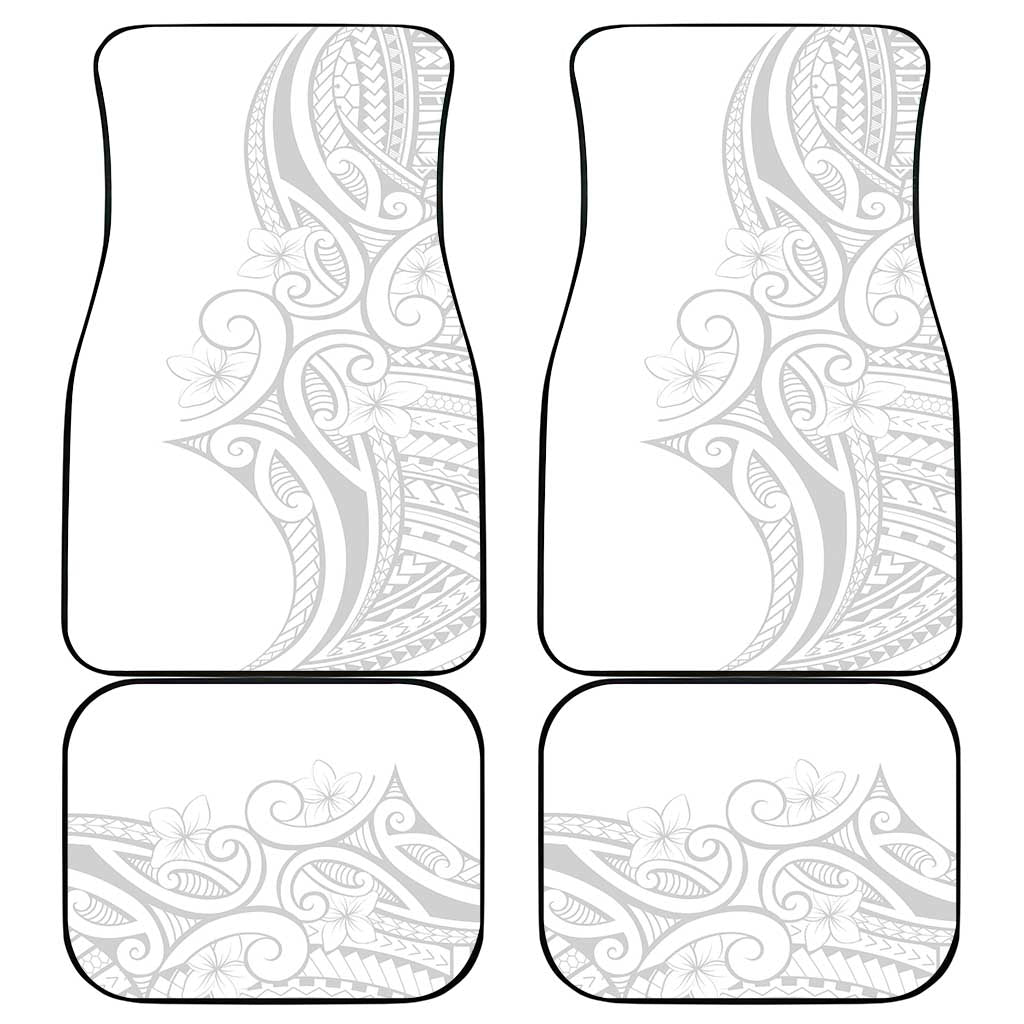 Polynesia White Sunday Car Mats Plumeria Polynesian Tribal Grey Color - Polynesian Pride