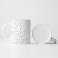 Polynesia White Sunday Ceramic Mug Plumeria Polynesian Tribal Grey Color - Polynesian Pride