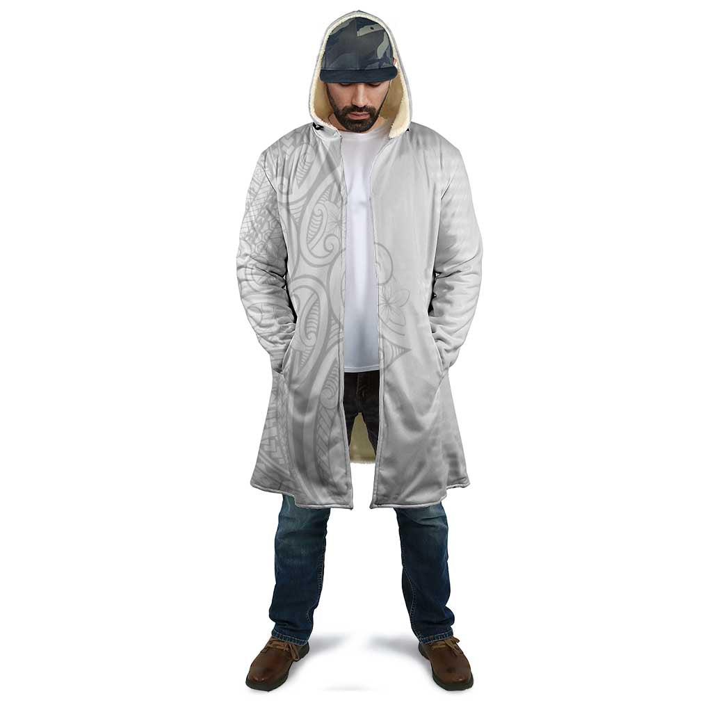 Polynesia White Sunday Cloak Plumeria Polynesian Tribal Grey Color - Polynesian Pride