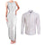 Polynesia White Sunday Couples Matching Tank Maxi Dress and Long Sleeve Button Shirt Plumeria Polynesian Tribal Grey Color - Polynesian Pride