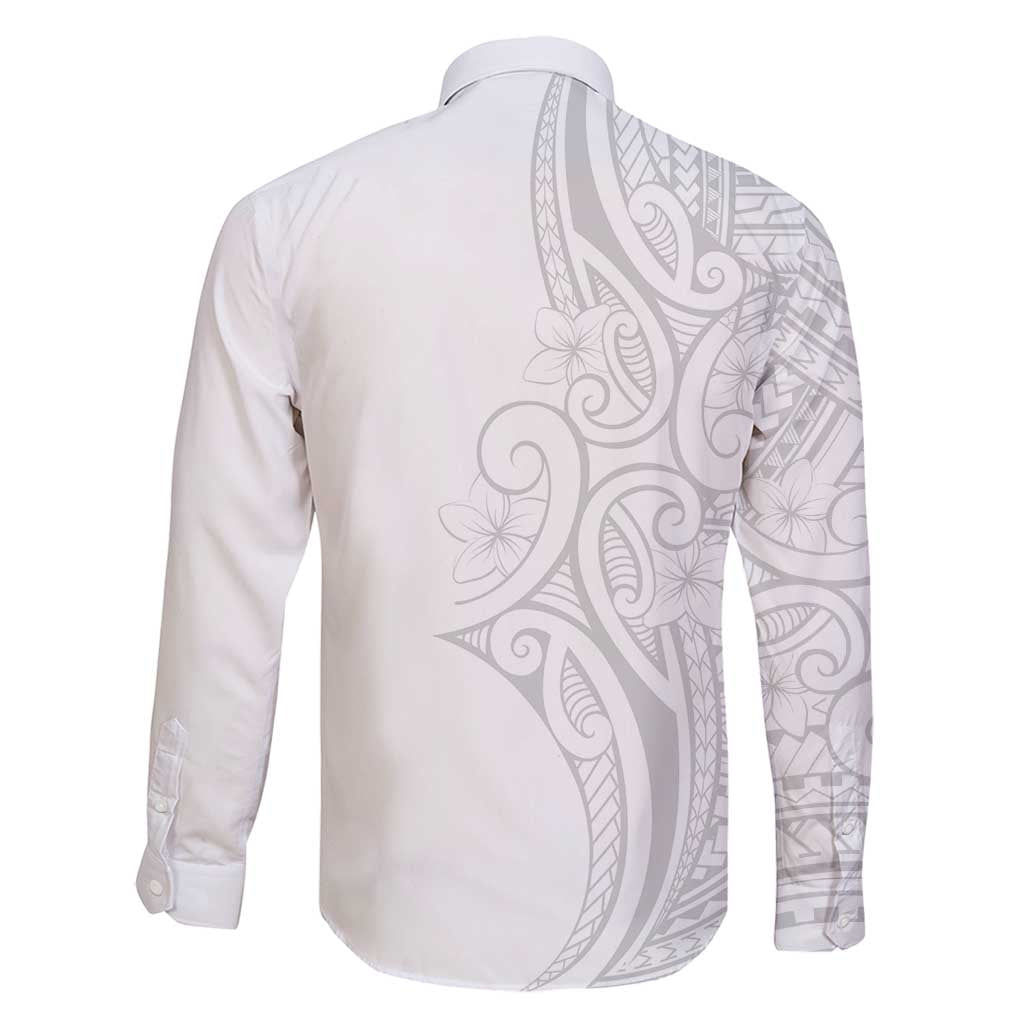 Polynesia White Sunday Family Matching Puletasi and Hawaiian Shirt Plumeria Polynesian Tribal Grey Color - Polynesian Pride