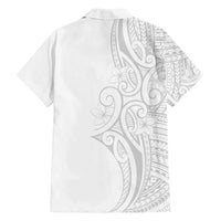 Polynesia White Sunday Family Matching Summer Maxi Dress and Hawaiian Shirt Plumeria Polynesian Tribal Grey Color - Polynesian Pride