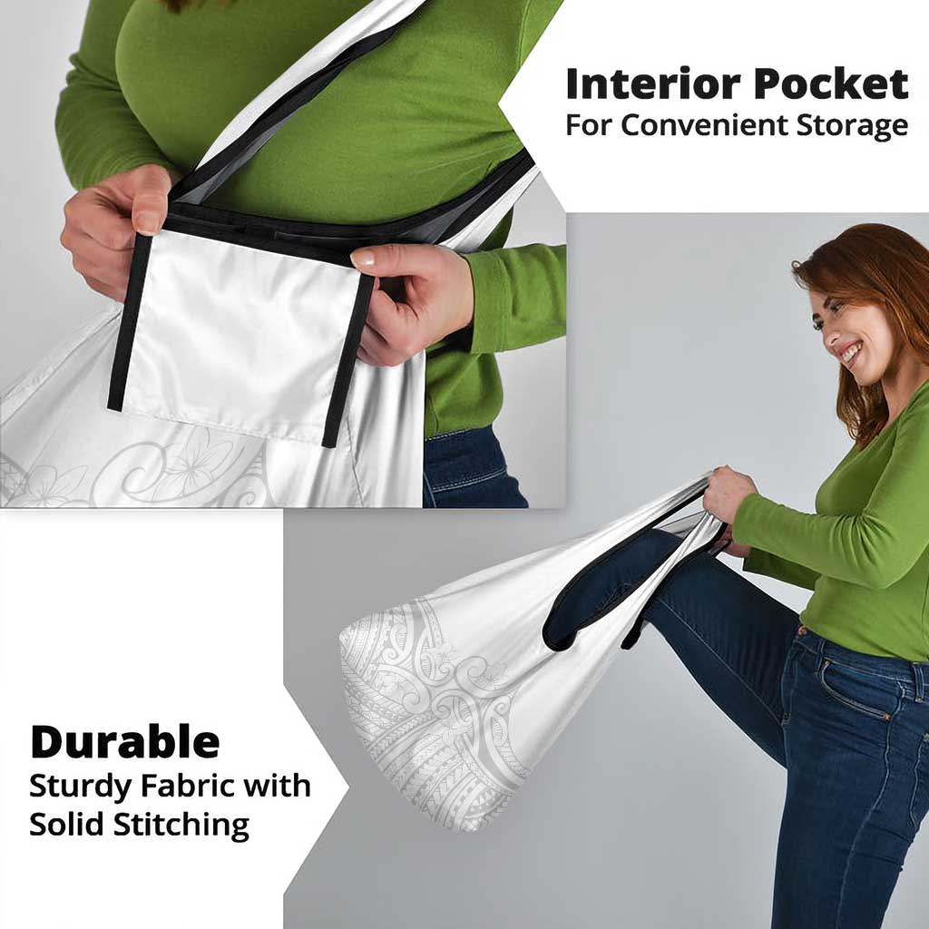 Polynesia White Sunday Grocery Bag Plumeria Polynesian Tribal Grey Color - Polynesian Pride