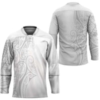 Polynesia White Sunday Hockey Jersey Plumeria Polynesian Tribal Grey Color - Polynesian Pride