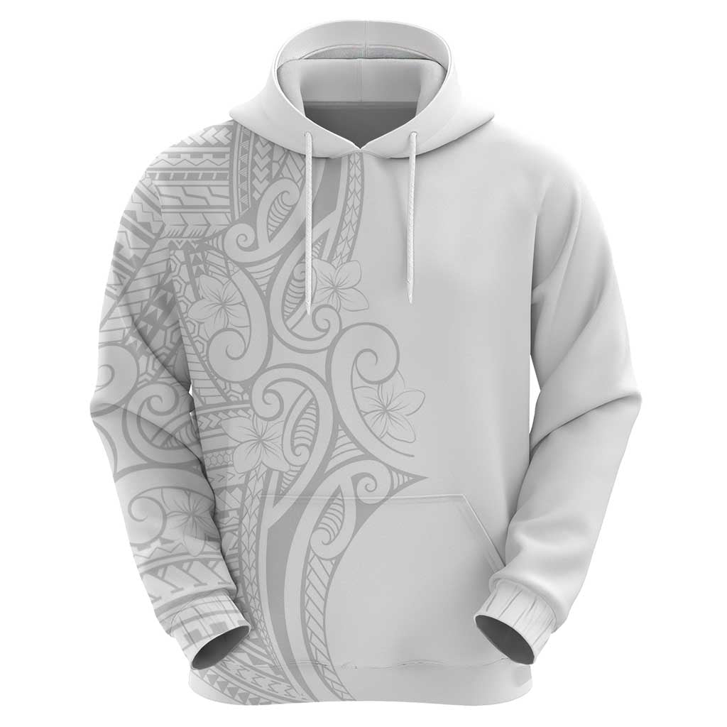 Polynesia White Sunday Hoodie Plumeria Polynesian Tribal Grey Color - Polynesian Pride