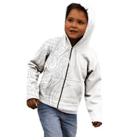 Polynesia White Sunday Kid Hoodie Plumeria Polynesian Tribal Grey Color - Polynesian Pride