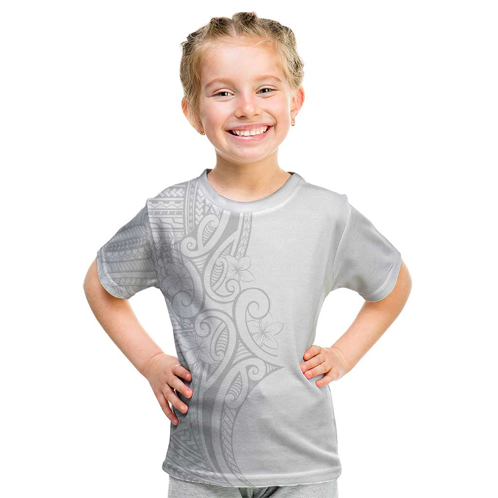 Polynesia White Sunday Kid T Shirt Plumeria Polynesian Tribal Grey Color LT14 White - Polynesian Pride