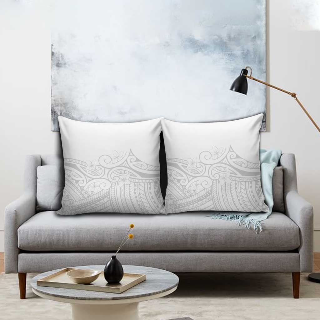 Polynesia White Sunday Pillow Cover Plumeria Polynesian Tribal Grey Color - Polynesian Pride