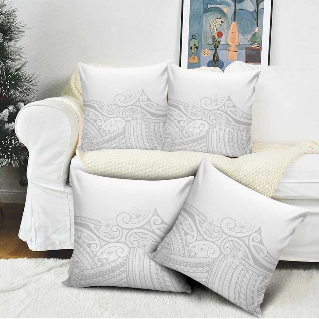 Polynesia White Sunday Pillow Cover Plumeria Polynesian Tribal Grey Color - Polynesian Pride