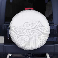 Polynesia White Sunday Spare Tire Cover Plumeria Polynesian Tribal Grey Color - Polynesian Pride