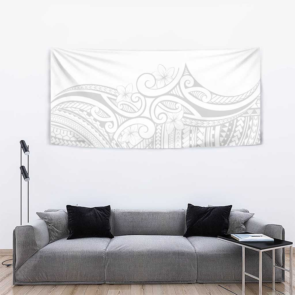 Polynesia White Sunday Tapestry Plumeria Polynesian Tribal Grey Color - Polynesian Pride