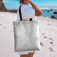 Polynesia White Sunday Tote Bag Plumeria Polynesian Tribal Grey Color - Polynesian Pride