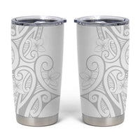 Polynesia White Sunday Tumbler Cup Plumeria Polynesian Tribal Grey Color - Polynesian Pride