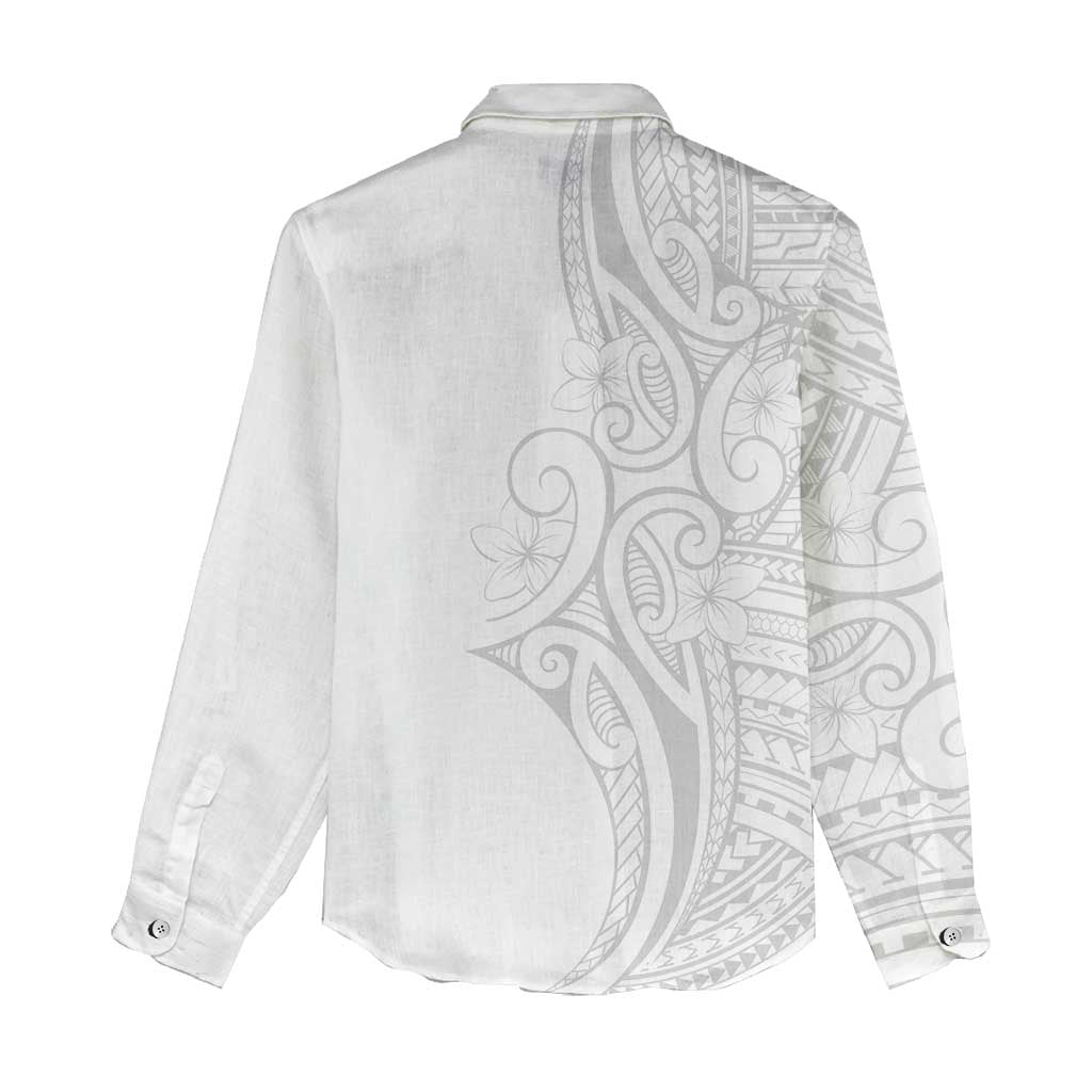 Polynesia White Sunday Women Casual Shirt Plumeria Polynesian Tribal Grey Color - Polynesian Pride